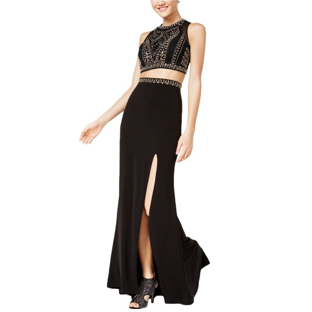 Say Yes to the Prom Womens Juniors 2-Pc. Studded Gown Dress, NWT